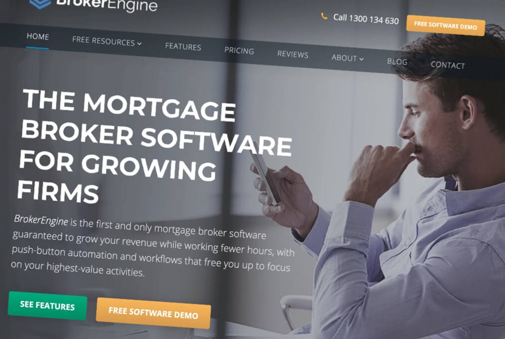 Showing the home page of the Broker Engine website