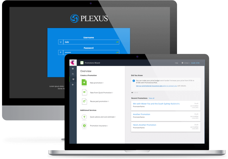 Mockup of the Plexus app on desktop PC and laptop